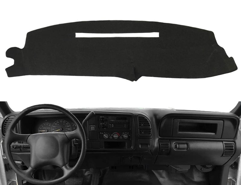 AKMOTOR Dash Cover Mat Custom for 1997-2000 Chevrolet Silverado/GMC Sierra C1500 C2500 C3500 K1500 K2500 K3500,1997-1999 GMC Yukon/Chevy Tahoe Suburban,Dashboard Pad Cap Carpet(Black) Y57 - Image 1